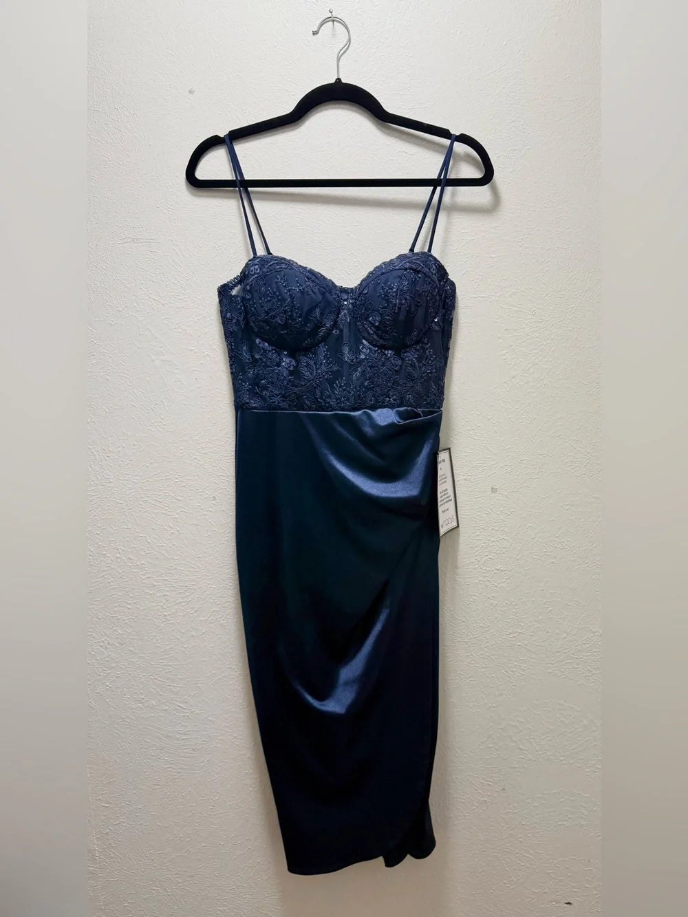 Macy's | Dresses | Macys Navy Lace Bustier Satin Slip Dress | Poshmark